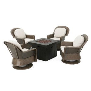 noble house colosseum 5 piece outdoor swivel chair and firepit set