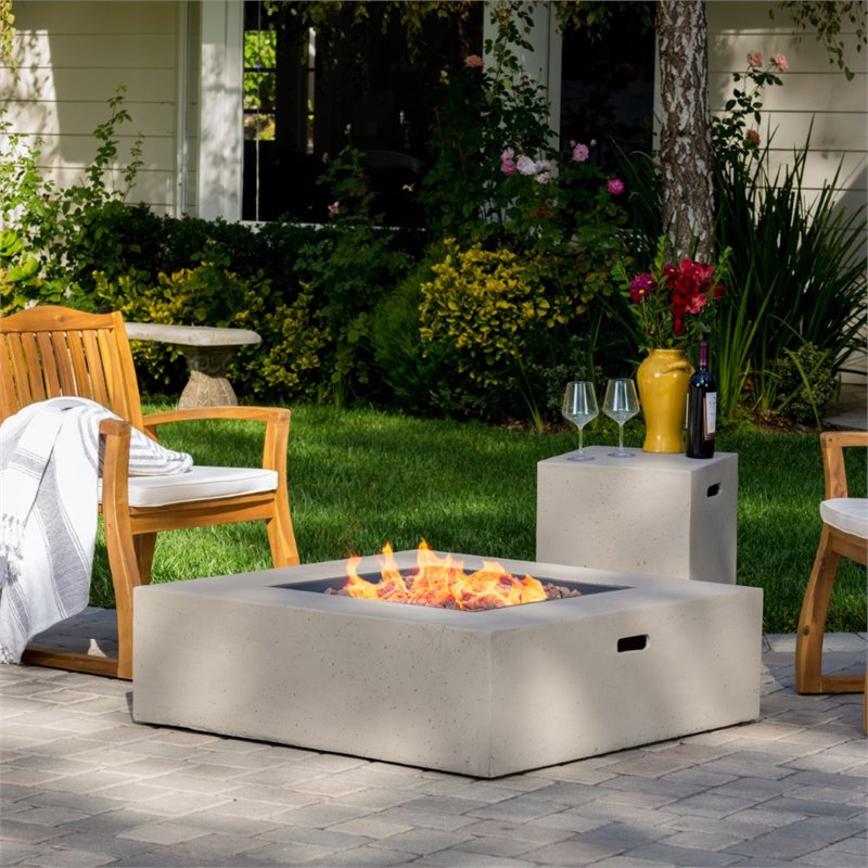 Noble House Aidan Square Gas Fire Pit, Noble House Home Furnishings Outdoor Furniture