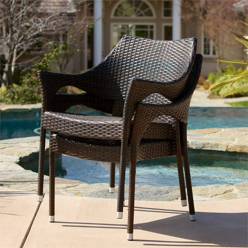 noble house brown outdoor wicker chairs