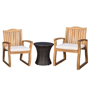noble house avalon 3 piece outdoor acacia wood conversation set in brown