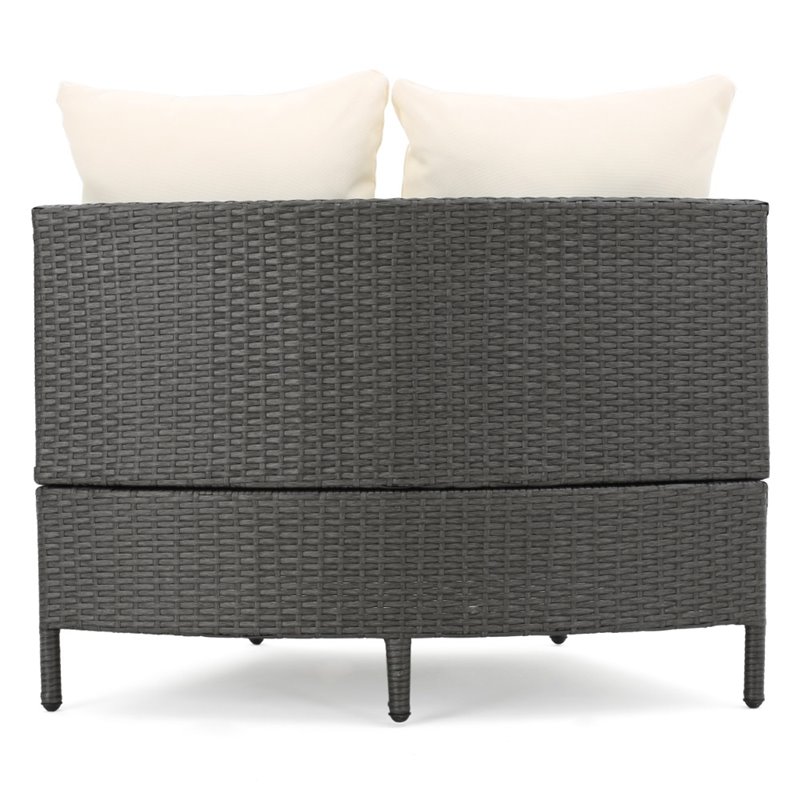 Noble House Newton 5 Piece Outdoor Wicker Sectional Sofa Set in Gray