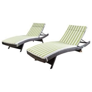 noble house salem outdoor wicker chaise lounge (set of 2)