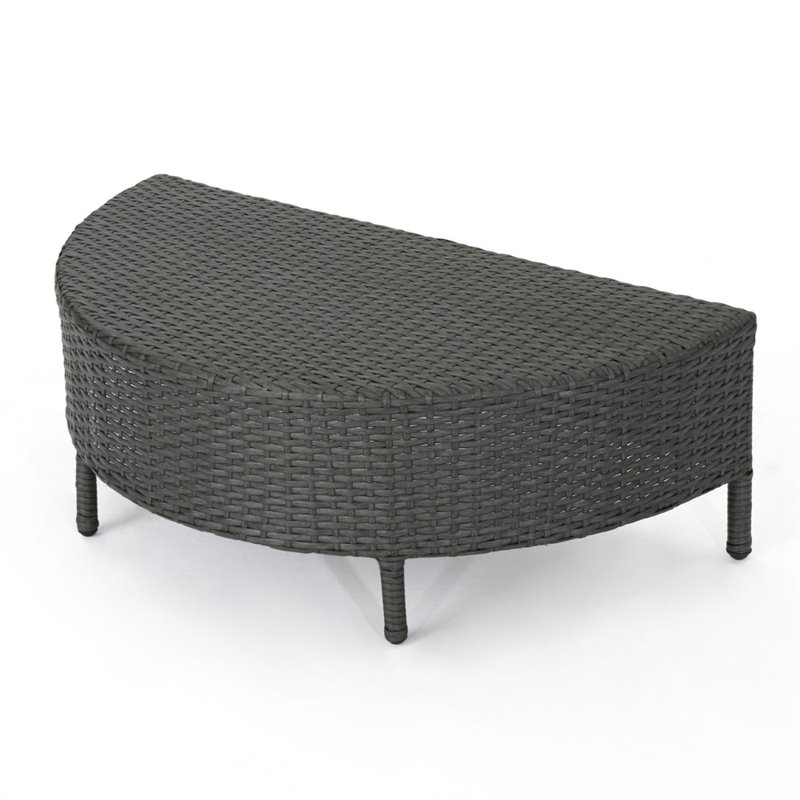 Noble House Newton 5 Piece Outdoor Wicker Sectional Sofa Set in Gray