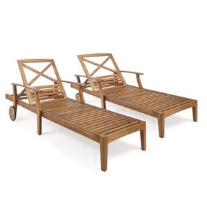 noble house perla outdoor acacia wood chaise lounge in teak