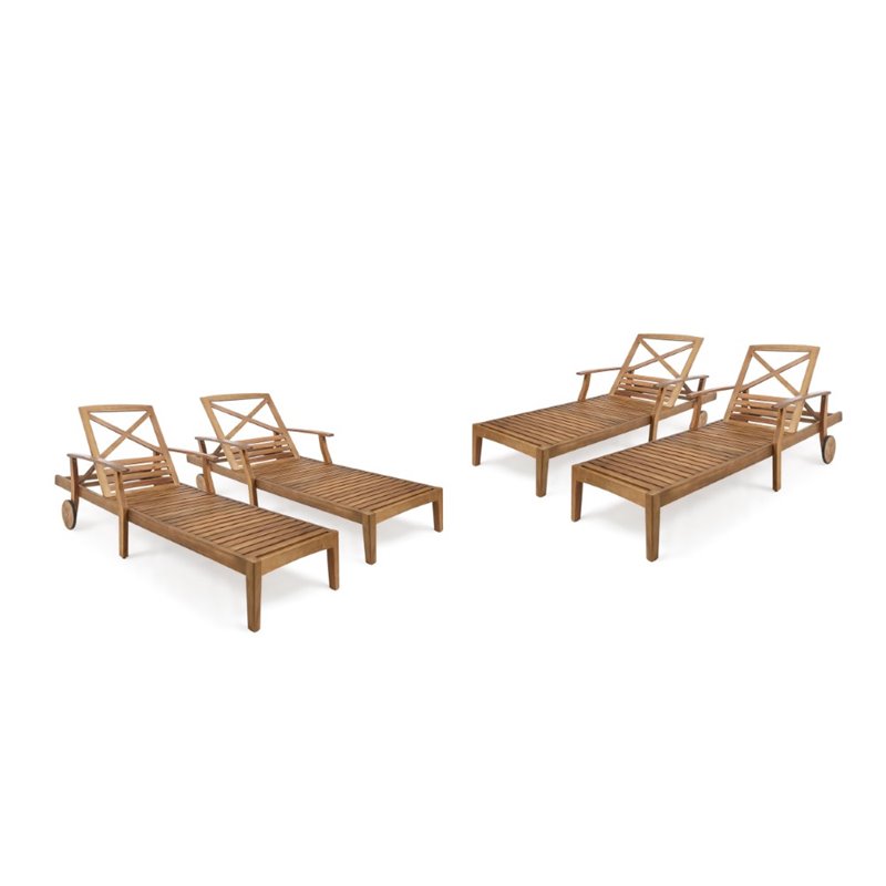 perla outdoor acacia wood chaise lounge