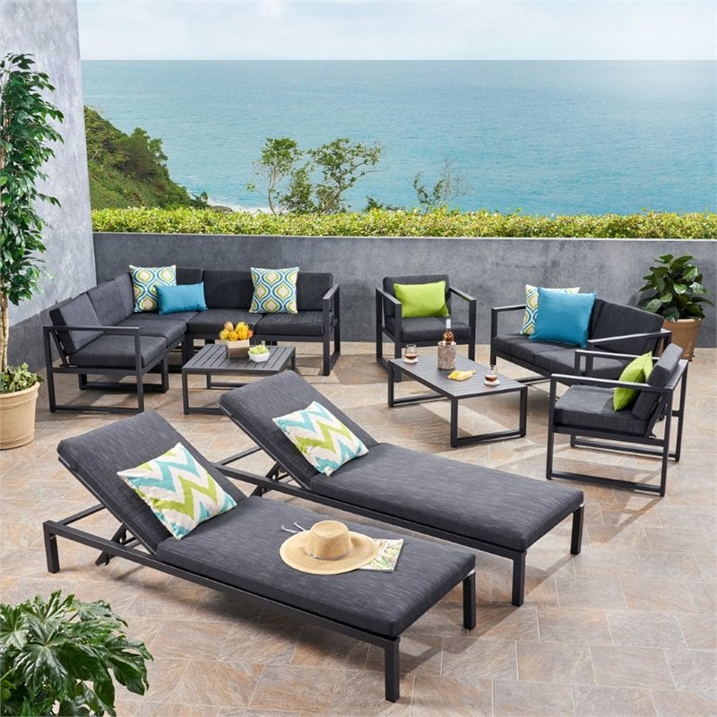 Black aluminum patio discount set