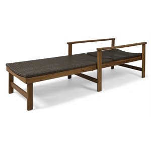 noble house hampton outdoor acacia wood chaise lounge in mixed mocha