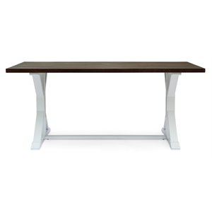 noble house cassia outdoor acacia wood dining table in dark brown and white