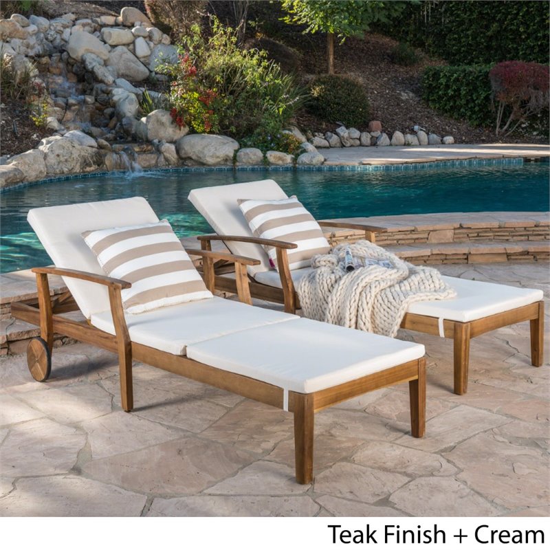 Perla outdoor acacia wood chaise lounge sale