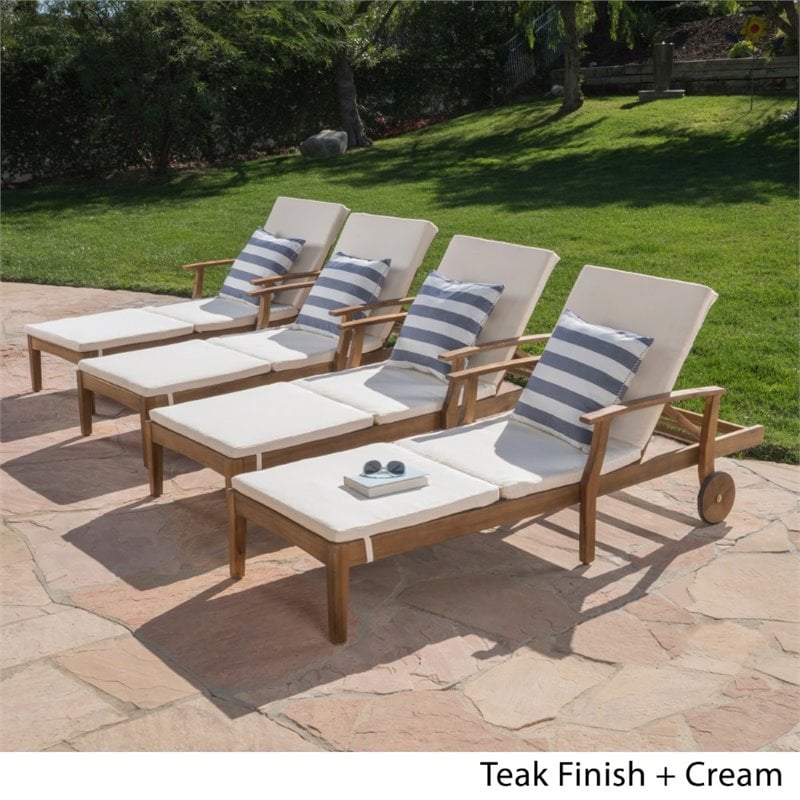 perla outdoor acacia wood chaise lounge