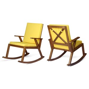 noble house champlain outdoor acacia wood rocking chair in teak (set of 2)