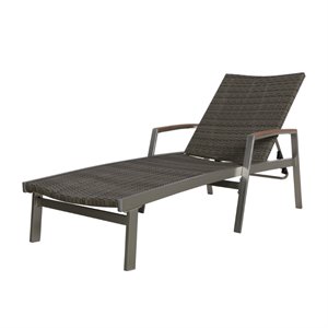 noble house oxton outdoor wicker and aluminum chaise lounge in gray (set of 4)