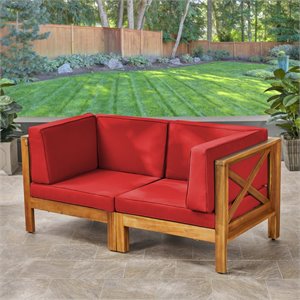 noble house brava 2 piece outdoor acacia wood loveseat