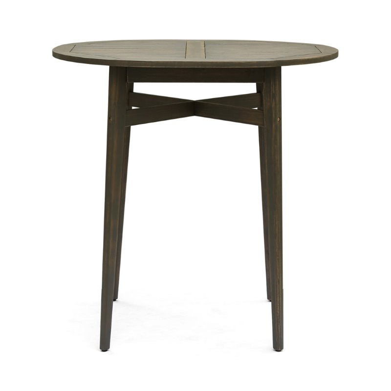 Noble House Stamford Outdoor Acacia Wood Bar Table in Gray