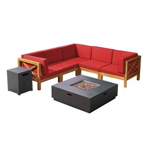 noble house culatra 7 piece outdoor acacia wood sectional sofa set