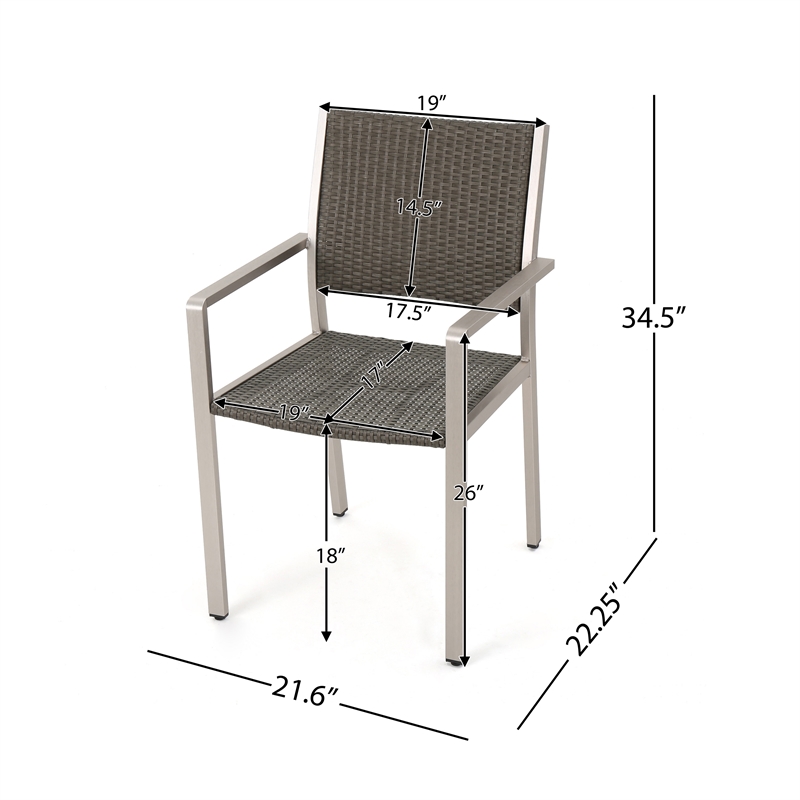 Noble House Cape Coral 16-Piece Outdoor Estate Collection with Firepit in Silver