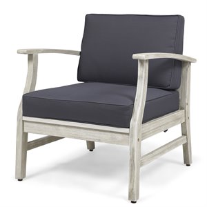noble house perla outdoor acacia wood club chair in gray