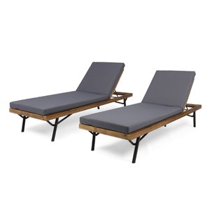 noble house canoga outdoor acacia wood chaise lounge in teak (set of 2)