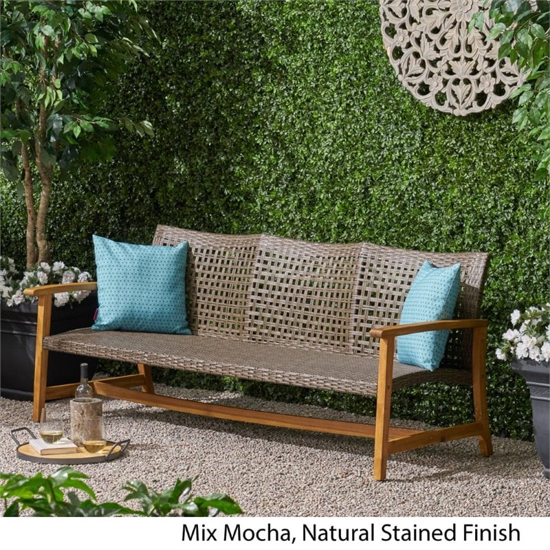 Hampton outdoor wood 2025 and wicker sofa