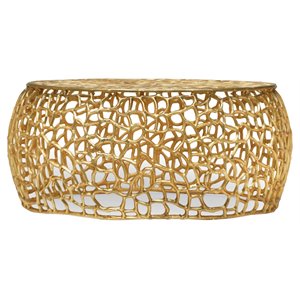 noble house cortlandt modern aluminum mesh coffee table in gold