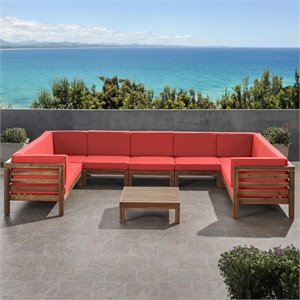 noble house oana 8 piece outdoor acacia wood sectional sofa set