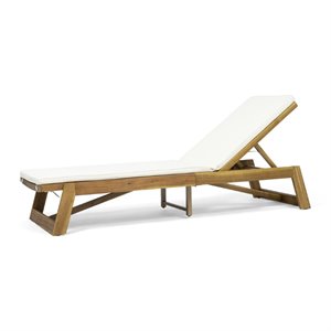 noble house maki outdoor acacia wood chaise lounge in teak and cream
