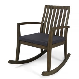 noble house colmena outdoor acacia wood rocking chair in gray