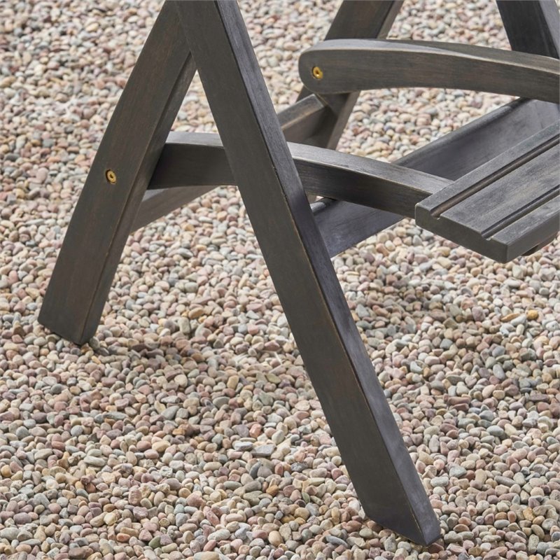 Noble House Polaris Outdoor Acacia Wood Bar Table in Dark Gray