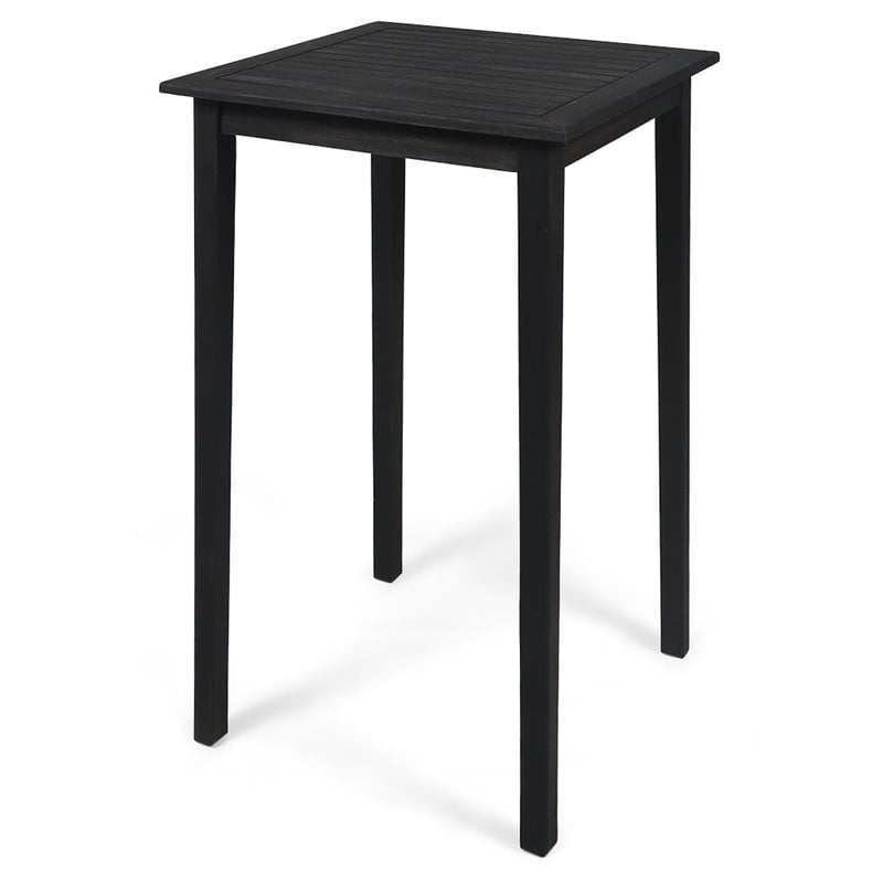 Noble House Polaris Outdoor Acacia Wood Bar Table in Dark Gray