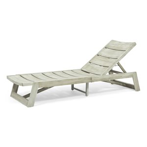 noble house maki outdoor wood and iron chaise lounge in light gray