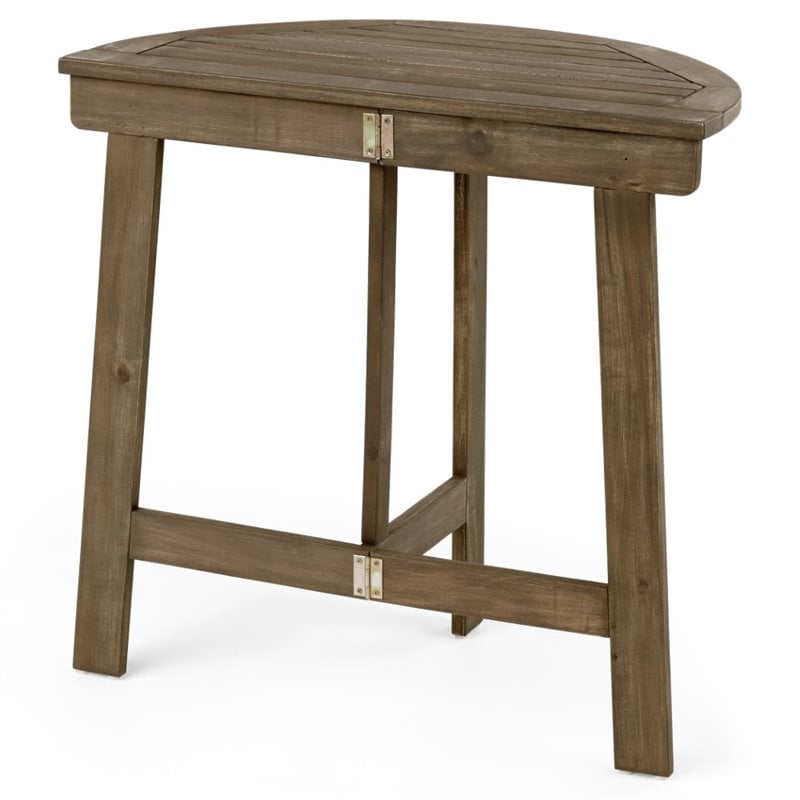 wood and metal bistro table