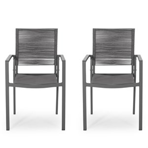 noble house cape coral outdoor aluminum dining chair (set of 2)