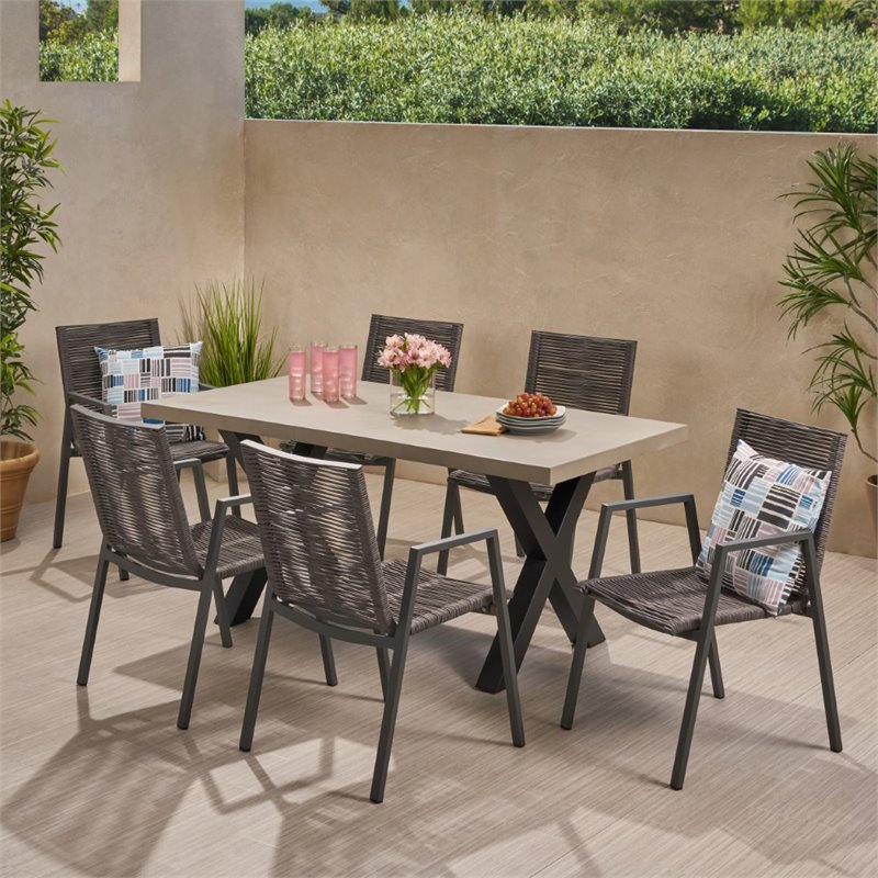 Stone outdoor discount dining table set