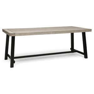 noble house carlisle outdoor iron dining table in light gray and black