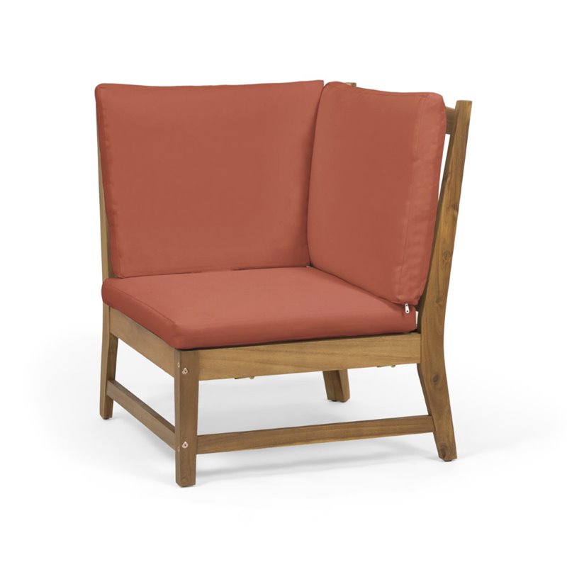 Noble House Carolina Piece Outdoor Acacia Wood Sectional Sofa