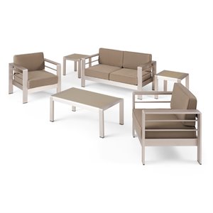 noble house cape coral 6 piece outdoor aluminum conversation set in khaki