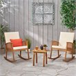Noble House Alabelle 3 Piece Outdoor Acacia Wood Rocking Chair Set in Brown