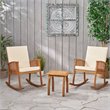 Noble House Alabelle 3 Piece Outdoor Acacia Wood Rocking Chair Set in Brown