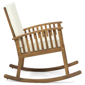 noble house casa outdoor acacia wood rocking chair in brown