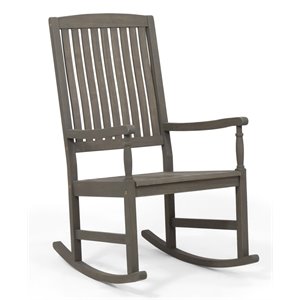 noble house arcadia outdoor acacia wood rocking chair in gray