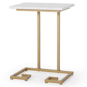 noble house ettenmoor modern glam end table in white and gold