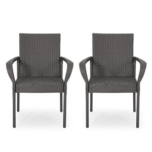 noble house trombone outdoor wicker dining chair (set of 2)