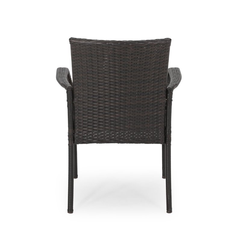 Noble House Trombone Outdoor Wicker Dining Chair in Multibrown