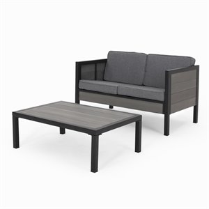 noble house jax outdoor loveseat and coffee table in black