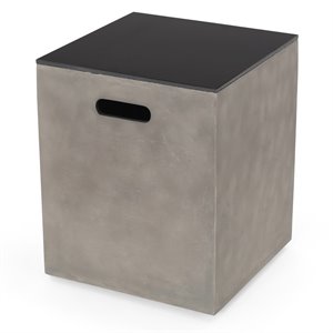 noble house aido tank holder side table in light gray and black
