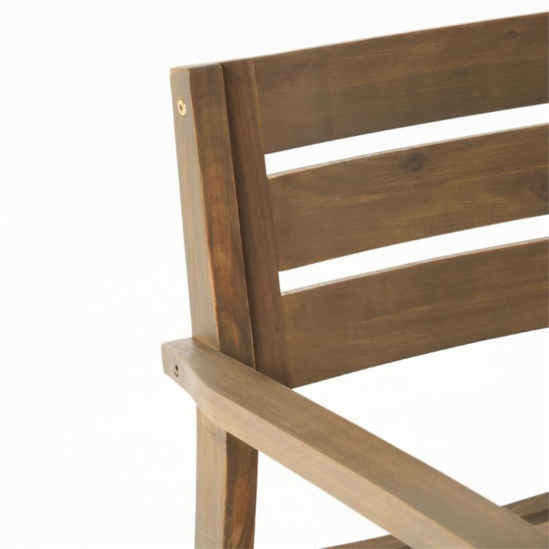 Noble House Stamford 3-Piece Outdoor Acacia Wood Bistro Set in Gray