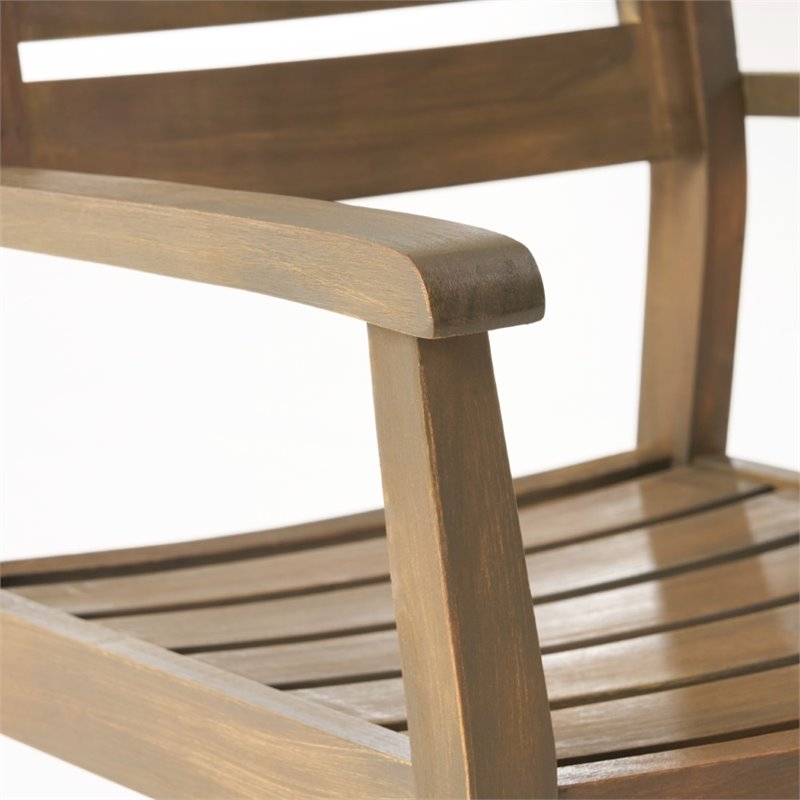 Noble House Stamford 3-Piece Outdoor Acacia Wood Bistro Set in Gray