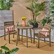 Noble House Stamford 3-Piece Outdoor Acacia Wood Bistro Set in Gray