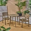 Noble House Stamford 3-Piece Outdoor Acacia Wood Bistro Set in Gray