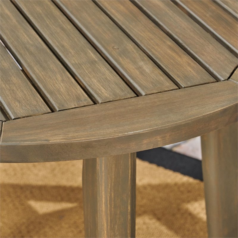 Noble House Stamford 3-Piece Outdoor Acacia Wood Bistro Set in Gray